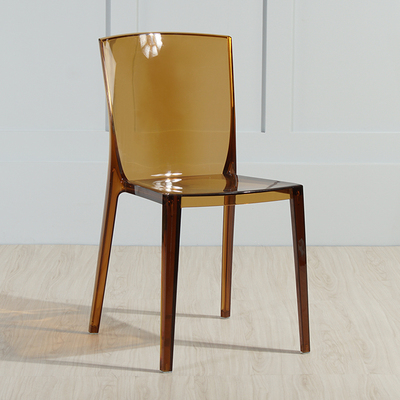 B Transparent BrownNorthern Europe transparent Dining chair Plastic originality Acrylic Crystal chair fashion outdoors backrest Simplicity restaurant Coffee chair