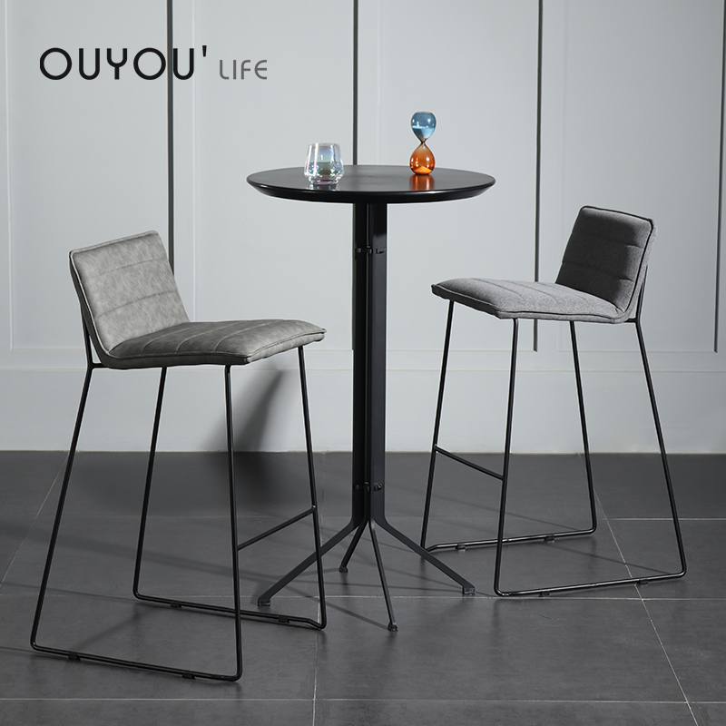 OUYOULIFE Nordic iron art high stool fashion creative bar chair modern bar casual bar chair high footstool