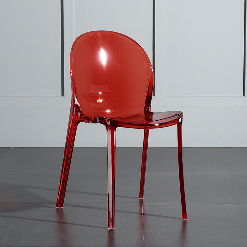 E Transparent Red & Upgrade Luxury & New ProductsNorthern Europe transparent Dining chair Plastic originality Acrylic Crystal chair fashion outdoors backrest Simplicity restaurant Coffee chair