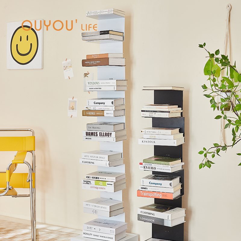 OUYOULIFE Nordic Simple Bookshelves Flooring Bedroom Iron Art Bookcase Modern Simple Living Room