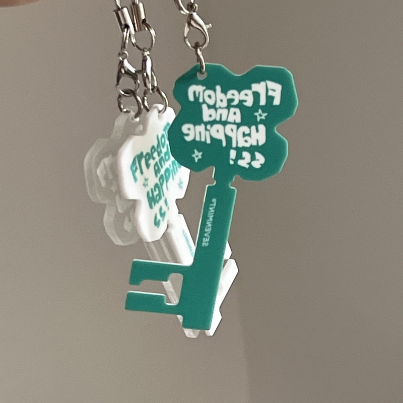 In Stock*Sevenmint "My Key" Original Four-Leaf Clover Lucky Keychain English Pendant