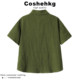 Рубашка Coshehkg в стиле ретро с воротником-стойкой, свободного кроя, с короткими рукавами, для женщин, новый летний стиль, приталенная верхняя одежда с карманами, элегантный топ.