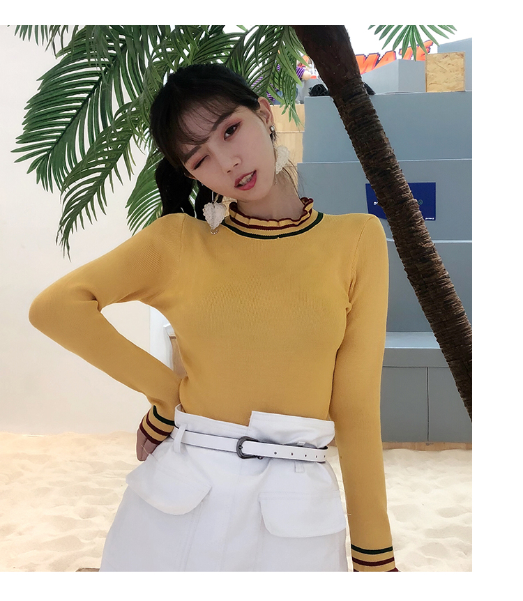 Mùa thu 2018 phiên bản mới của Hàn Quốc với kiểu dáng thon gọn, áo len dài tay màu mè áo len