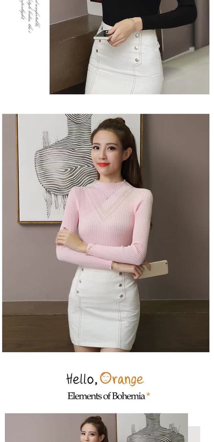 Chic áo len đầu thu mùa thu mỏng phần của phụ nữ áo len mỏng giảm béo rắn màu áo sơ mi nữ hoang dã thoi trang cong so