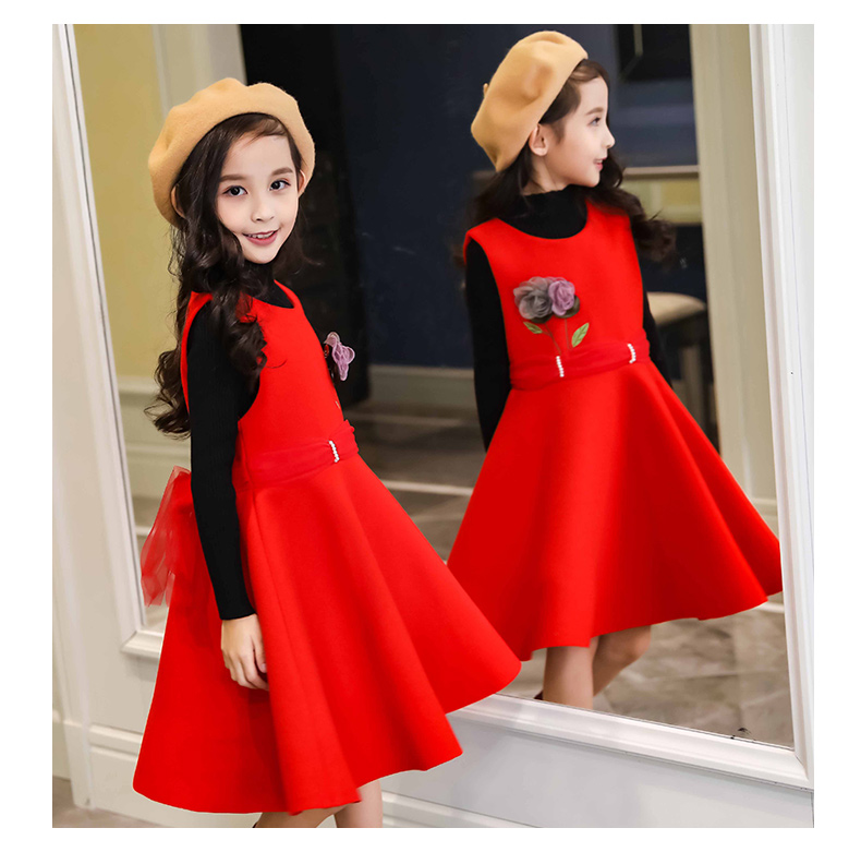 Váy bé gái mùa thu 2018 mới cho bé gái váy vest 5 bé gái mùa thu đông thời trang váy len 7 thủy triều shop quần áo trẻ em
