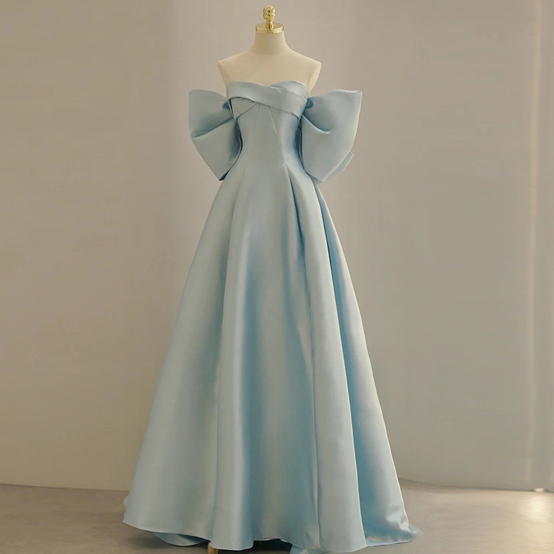 Blue Evening Dress for Women 2026 New Style Elegant Socialite Light Luxury Niche High-End Adult Ceremony Host Toast Dress