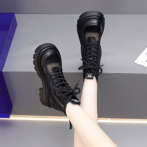 Martens, летние тонкие дышащие короткие сапоги в английском стиле, ботинки, из натуральной кожи, в британском стиле