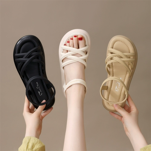 Летние сандалии, нескользящая обувь, комфортная модная универсальная подходит с юбкой для отдыха