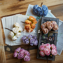 Exploits Grass Hat Eu Style Charred Side Retro Small Rose Flowers DIY Hair Accessories Blind Box Emulated Wedding Candy Box Matching Flowers
