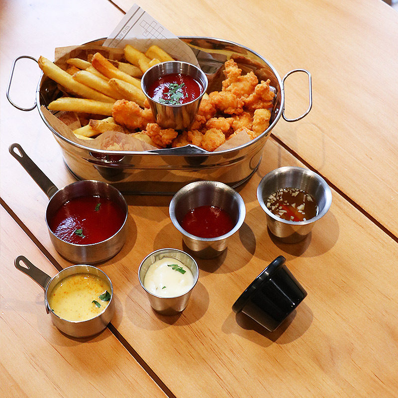 Western Sauce Cup Steak Sauce Cup Stainless Steel Sauce Cup Sauce Cup Ketchup Seasoning Sauce Bowl with Handle