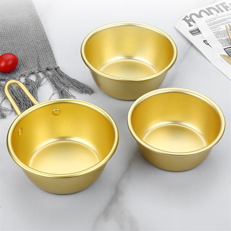 Korean rice bowl with handle yellow aluminum bowl hot wine bowl Korean restaurant cuisine bowl