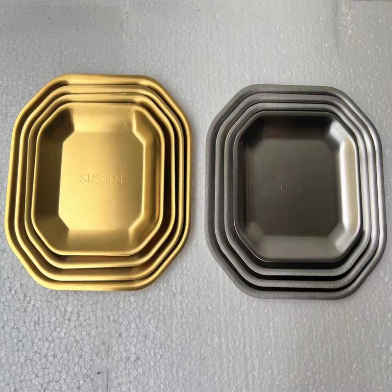 Dining Room Square Snack Cold Dish Butterfly 304 Han style Stainless Steel Dish Snack Dish Creative Golden Sweet Sprints Pan