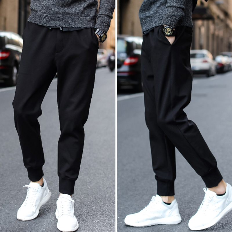 Pants men's winter trousers plus velvet casual pants Korean style trendy sports pants loose leg pants autumn and winter new models