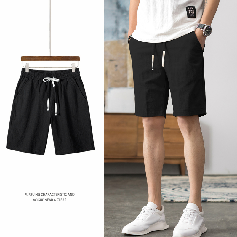 Summer shorts men's five-point pants sports slim cotton and linen loose five-point Korean pants thin section trendy casual pants