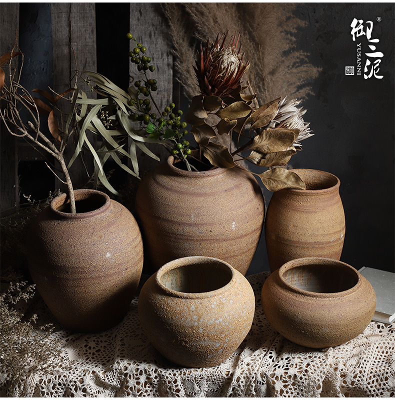 Jingdezhen checking ceramic coarse TaoHua machine dry flower arranging flowers furnishing articles zen tea room vases, ceramic flower pot POTS