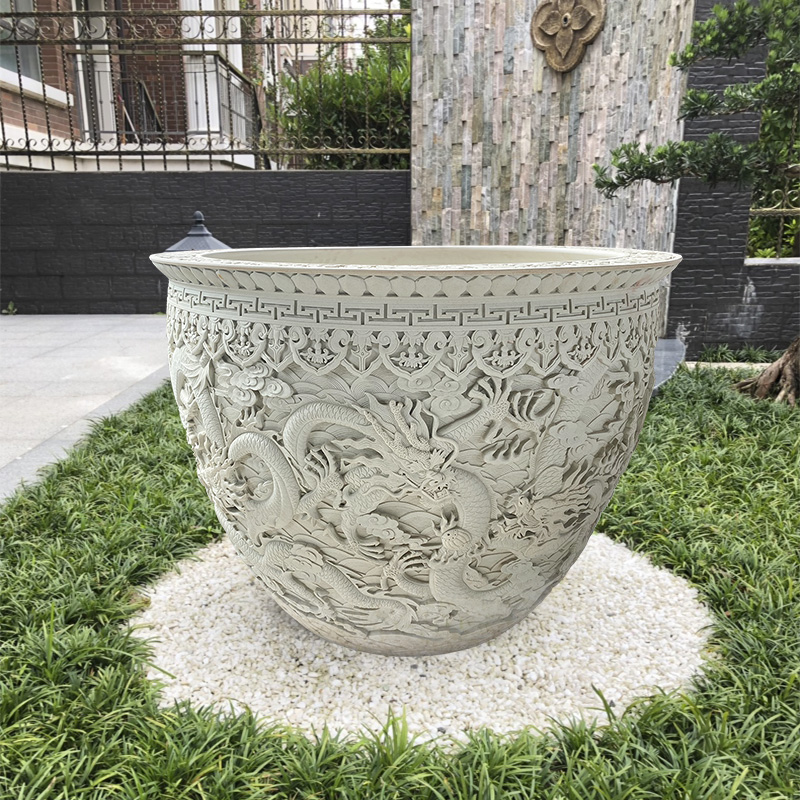 Jingdezhen ceramic cylinder to heavy tank lotus Chinese cornucopia courtyard sitting room design of ceramic cylinder water lily its