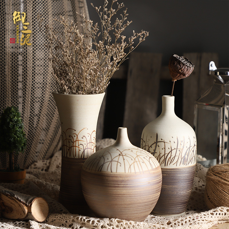 Retro ceramic dry flower, flower implement desktop flower arranging furnishing articles contracted sitting room of Chinese style table, TV ark, household floret bottle