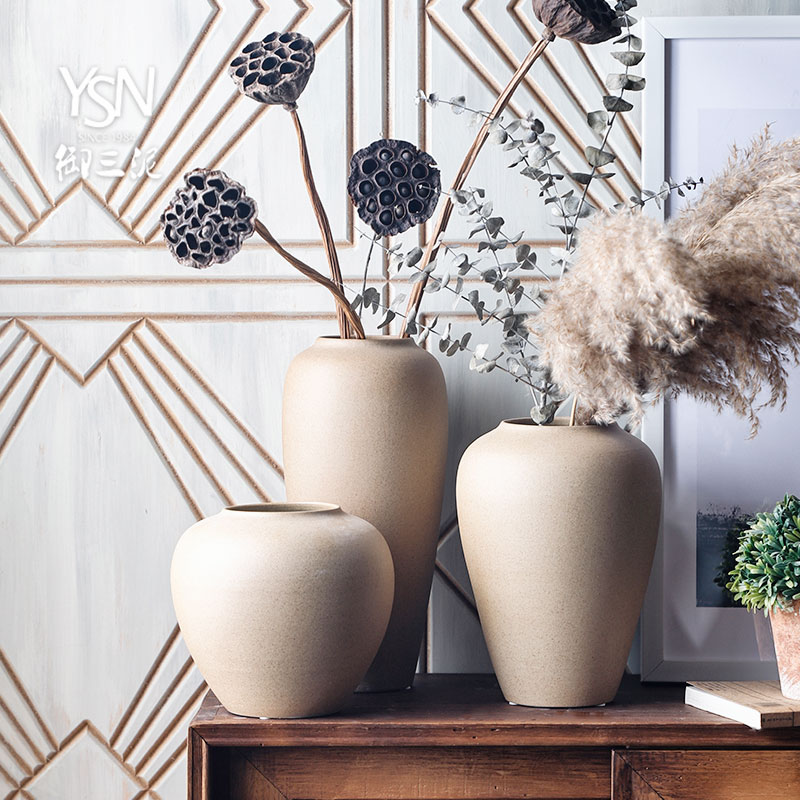Royal three mud mesa vase decoration ceramic bottle sharjah office furnishing articles hotel teahouse study plain zen