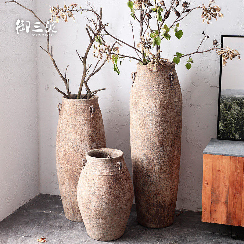Southeast Asia wind restoring ancient ways furnishing articles big big flower implement flowerpot decorations coarse pottery Mediterranean French vases, pottery