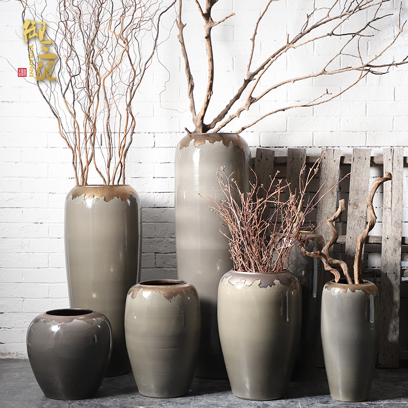I and contracted large vase furnishing articles sitting room flower arranging jingdezhen ceramic POTS landing European - style villa decoration in gold