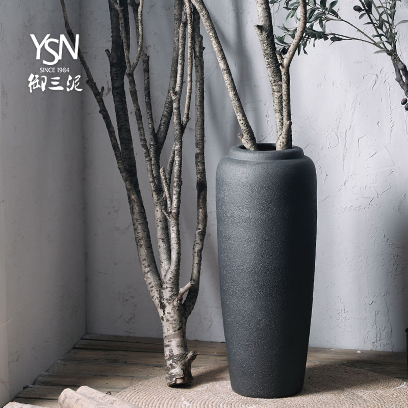 Royal three Nordic contracted green plant flower arranging mud dry flower decoration in the sitting room decorate modern ground ceramic vases, pottery flowerpot