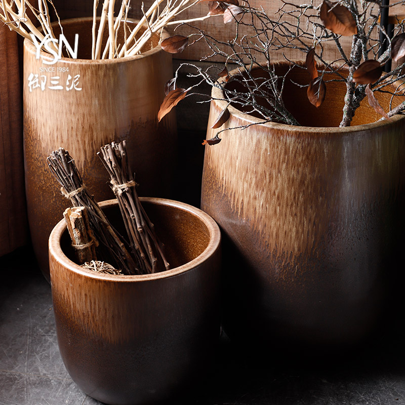 Retro ceramic flower pot oversized Nordic contracted home sitting room hydroponic money plant wide expressions using vase combination package mail