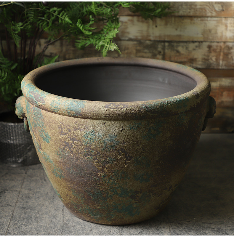 The Head of archaize ceramic VAT coarse pottery aquarium landing place courtyard garden hand round the altar tank big flower pot