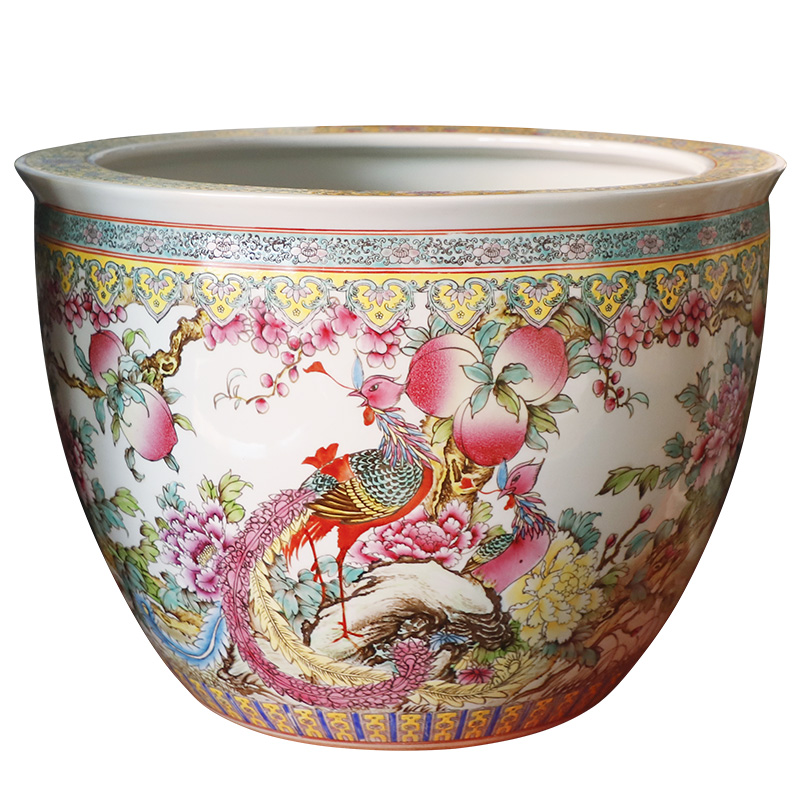 Jingdezhen ceramic VAT cornucopia large extra large living room a goldfish bowl aquarium carved porcelain lotus pond lily