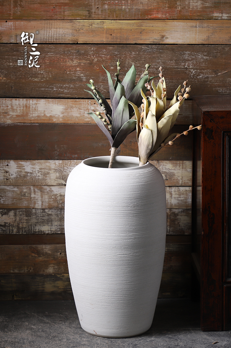 Jingdezhen ceramic large vases, flower arrangement sitting room place I and contracted white checking pottery landing big flower pot