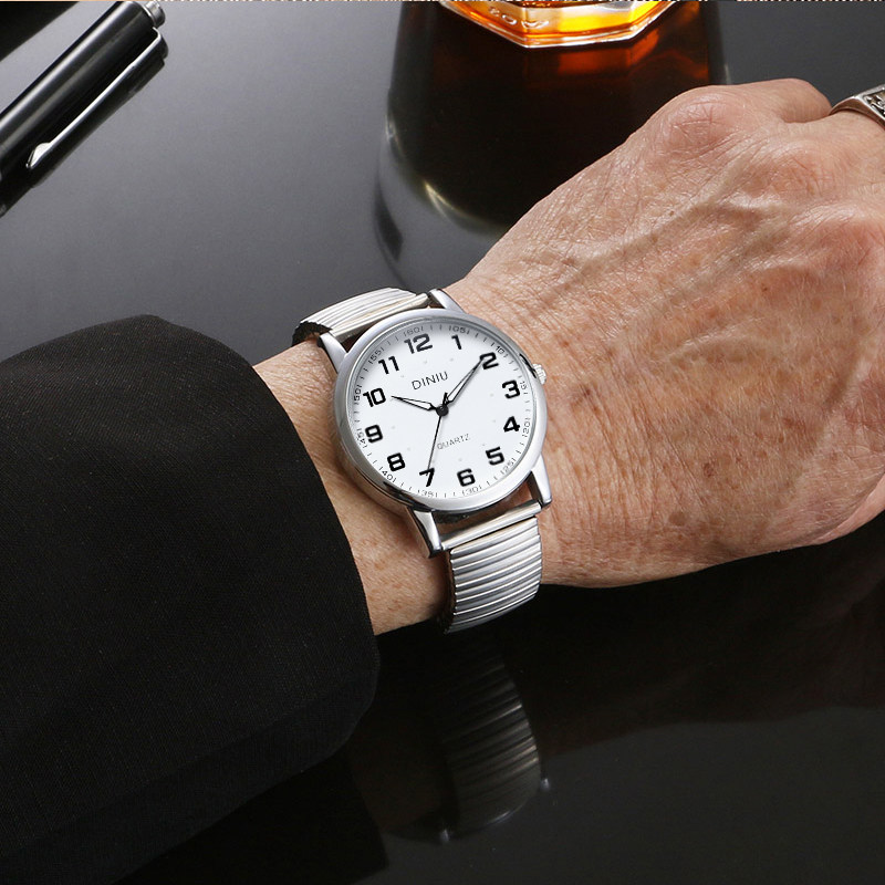 Elderly watch women's elastic spring force large digital waterproof electronic watch elderly special men's quartz watch