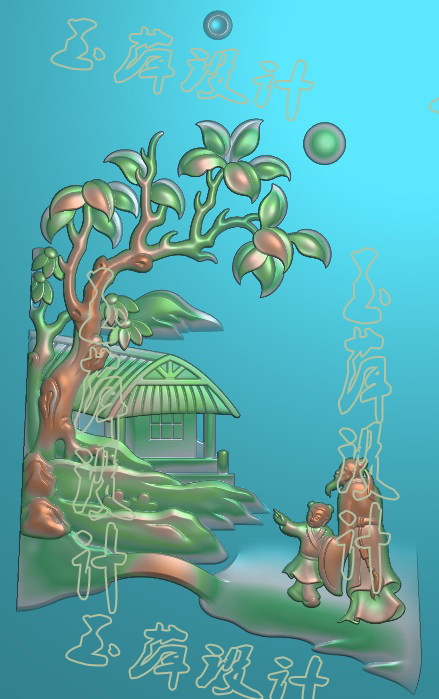 Landwater figures Refine carvings of jade sculpture