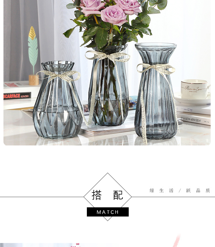[Ba mảnh] Bình thủy tinh sáng tạo châu Âu phòng khách bình thủy tinh trang trí nước văn hóa hoa bình hoa - Vase / Bồn hoa & Kệ chậu nhựa treo