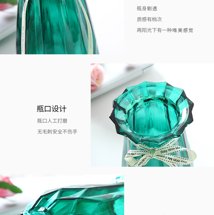 Mới hiện đại tối giản lớn bình thủy tinh màu xanh thủy canh lily hoa hồng trang trí bình hoa sáng tạo - Trang trí nội thất trang trí nhà ngày tết