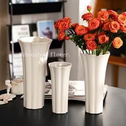 Zhou Zhou's Vase 1.0 Petal Mouth Ceramic Vase Niche Minimalist Living Room Desktop Ornament Flower Holder Home Flower Arrangement