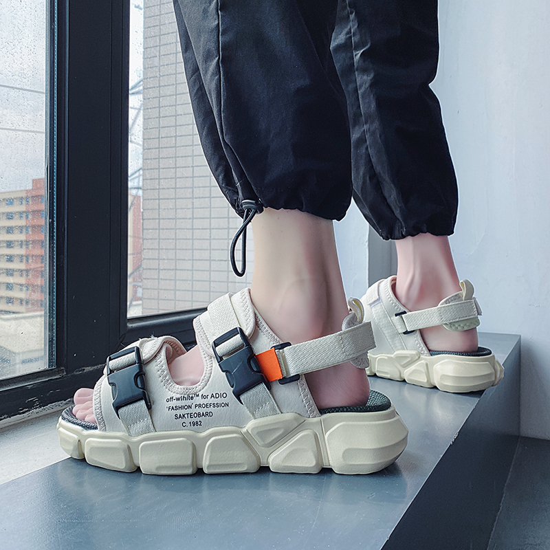 2022 new trendy sandals men's oins Chains summer outwear Heightening Sport Non-slip Students Beach Slippers