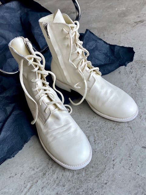 Guidi Ghost Emperor Boots Women's Lace-up Martin Boots British Style Spring and Autumn Single Boots Slim Boots Women's Short Boots Thick Heel Round Head