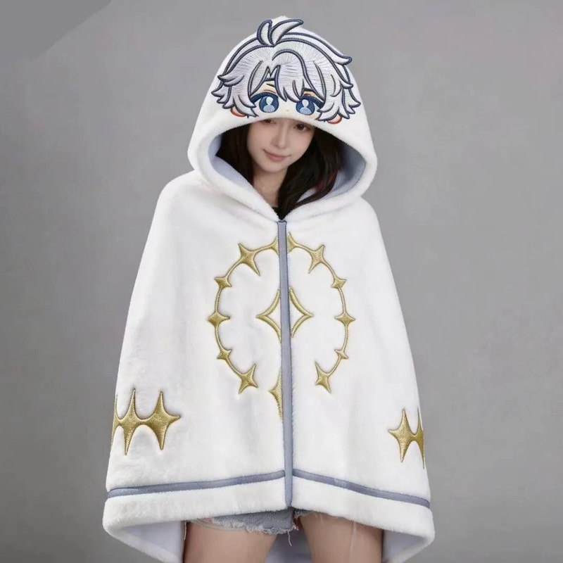 Game Honkai: Star Rail White Disaster Cloak Hooded Cape Shawl Air Conditioning Blanket Office Student Nap Blanket