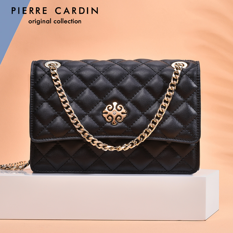 Pilkardon women's bag 2022 new fashion genuine leather bag with female inclined satchel chain bag single shoulder sloped small square bag