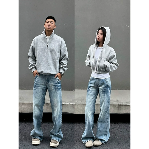 Летние джинсы, штаны, в американском стиле, свободный прямой крой