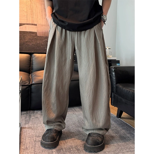 Летние тонкие шелковые дышащие штаны, свободный прямой крой