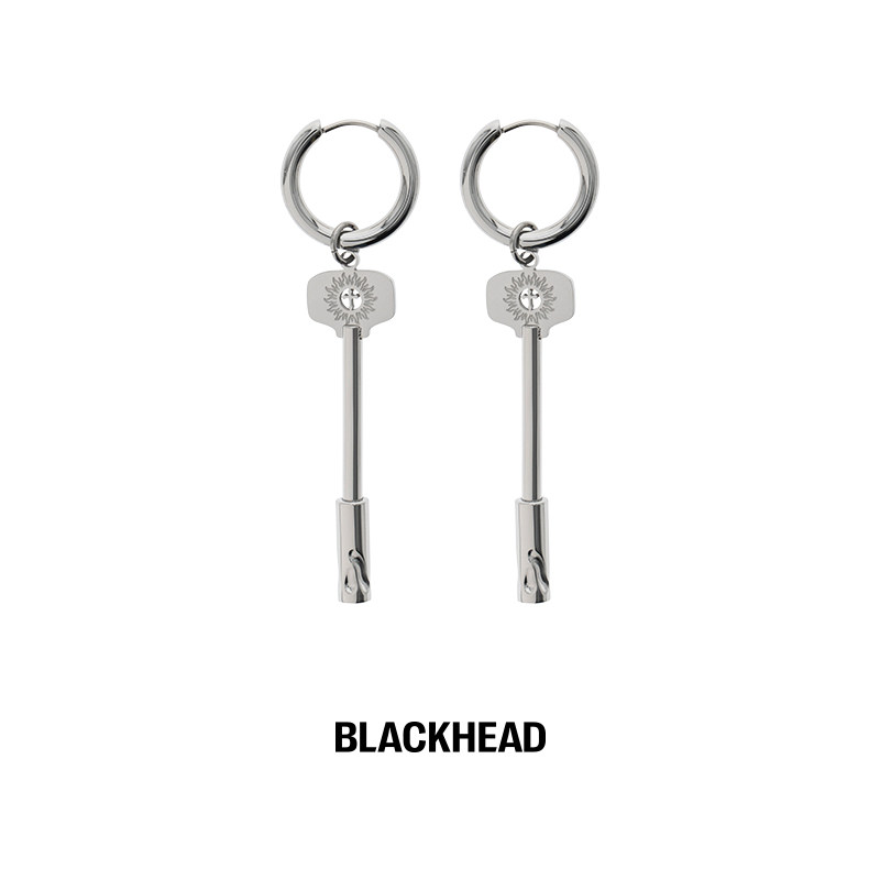 BLACKHEAD Black Head Original design lovers creative personality Flame Cross Key Titanium Steel Earrings Earrings