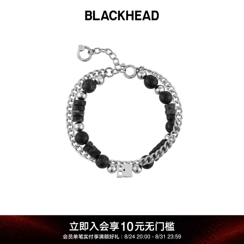 [Same Style as Huazen Yu] Blackhead/Blackhead Logo Beaded Chain Double-Layer Bracelet for Valentine's Day