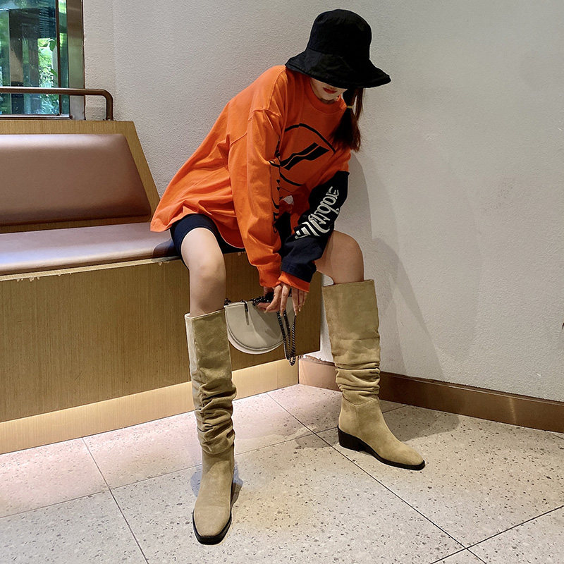 The new boots of the European and American style boots 2023 new boots of rude - heel deck - boots designed by boots