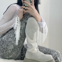 Hyuna same style but knee boots 2021 new leather square head high tube thin boots thick bottom heightening knight boots women