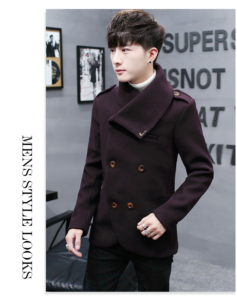 Áo khoác len nam ngắn thời trang nam Trench Coat trong mùa thu đông Winter Áo khoác trẻ trung đẹp trai áo khoác gió