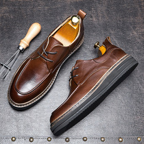 High-end leather shoes mens autumn new thick bottoms Inn Wind Leather Mens Shoes Men Casual Business Dress Full Cow Leather Shoes