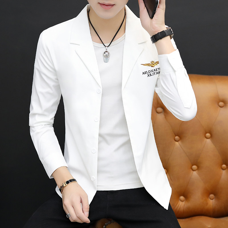 Autumn suit collar men's long sleeve shirt casual students Korean slim handsome shirt inch shirt fashion clothes