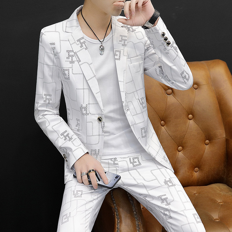 Suit suit men's three-piece 2021 spring and autumn trend slim handsome casual Korean version of small suit men's jacket