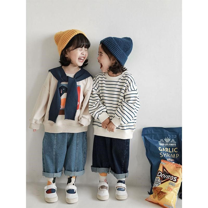 Children's clothing printing casual wear long sleeve children 2023 spring cotton gas girl with a simple set of head coats