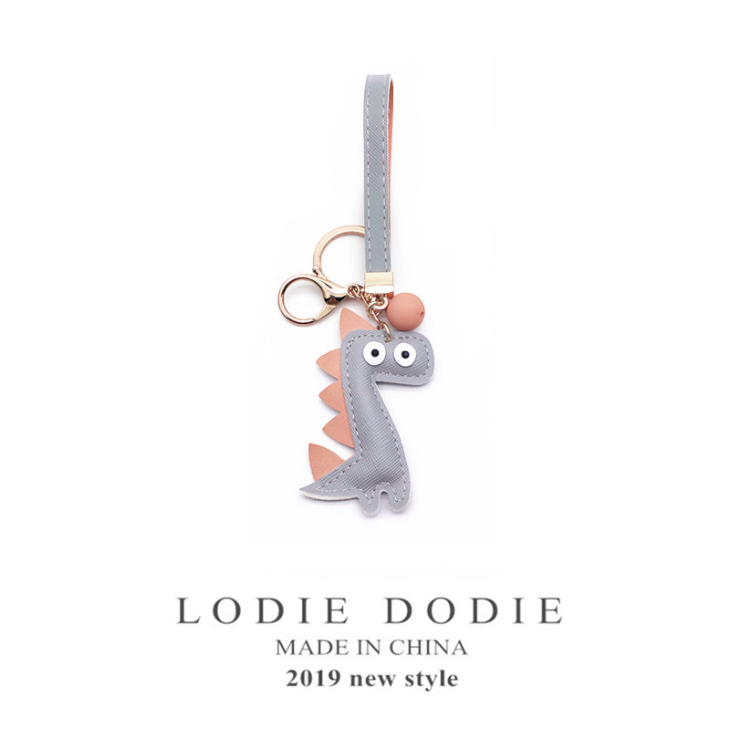 Cute little dinosaur car keychain pendant Korean creative gift cartoon key ring hanging bag ornaments female